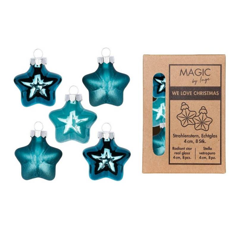 MAGIC by Inge Christbaumschmuck, Christbaumschmuck Sterne 4cm Glas 8 Stück - Dark Emerald von MAGIC by Inge