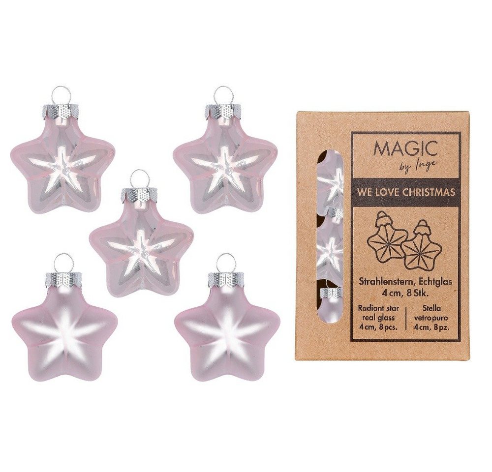 MAGIC by Inge Christbaumschmuck, Christbaumschmuck Sterne 4cm Glas 8 Stück - Lovely Magnolia von MAGIC by Inge