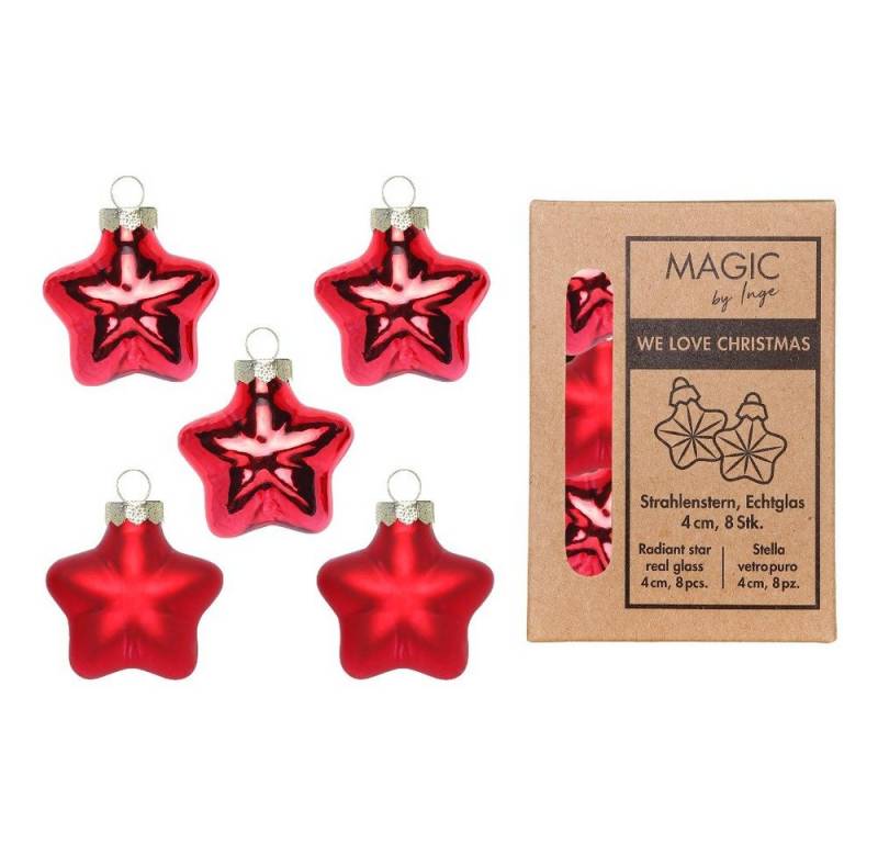 MAGIC by Inge Christbaumschmuck, Christbaumschmuck Sterne 4cm Glas 8 Stück - Merry Red von MAGIC by Inge