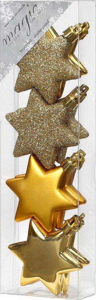 MAGIC by Inge Christbaumschmuck, Christbaumschmuck Sterne 6cm Kunststoff 8er Set - Gold von MAGIC by Inge