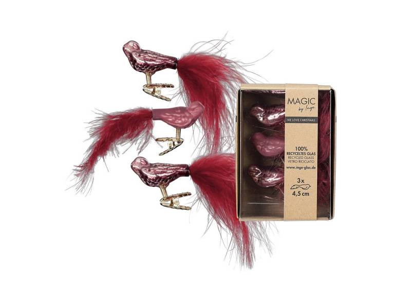 MAGIC by Inge Christbaumschmuck, Christbaumschmuck Vögel auf Clip 4,5cm Glas 3er Set - Dusty Rose MAGIC by Inge Christbaumschmuck, Christbaumschmuck Vögel auf Clip 4,5cm Glas 3er Set - Dusty Rose von MAGIC by Inge
