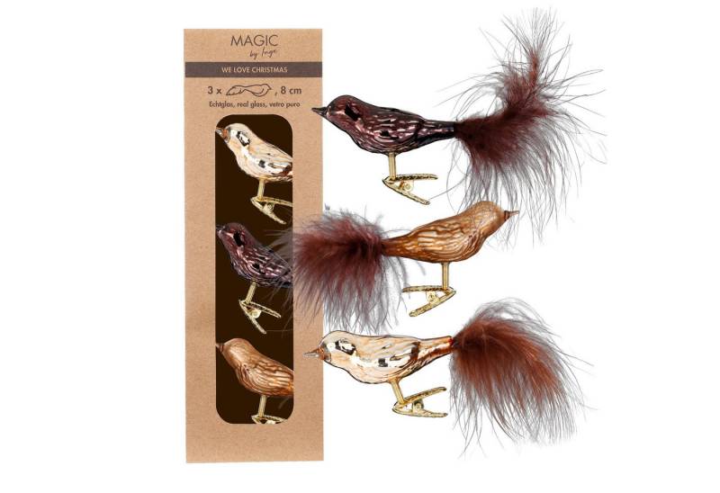 MAGIC by Inge Christbaumschmuck, Christbaumschmuck Vögel auf Clip 8cm Glas 3er Set - Elegant Lounge MAGIC by Inge Christbaumschmuck, Christbaumschmuck Vögel auf Clip 8cm Glas 3er Set - Elegant Lounge von MAGIC by Inge