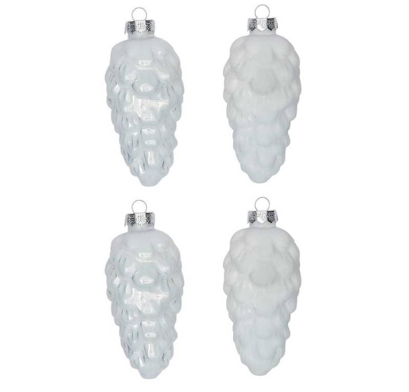 MAGIC by Inge Christbaumschmuck, Christbaumschmuck Zapfen 9cm Glas 4 Stück - Just White von MAGIC by Inge