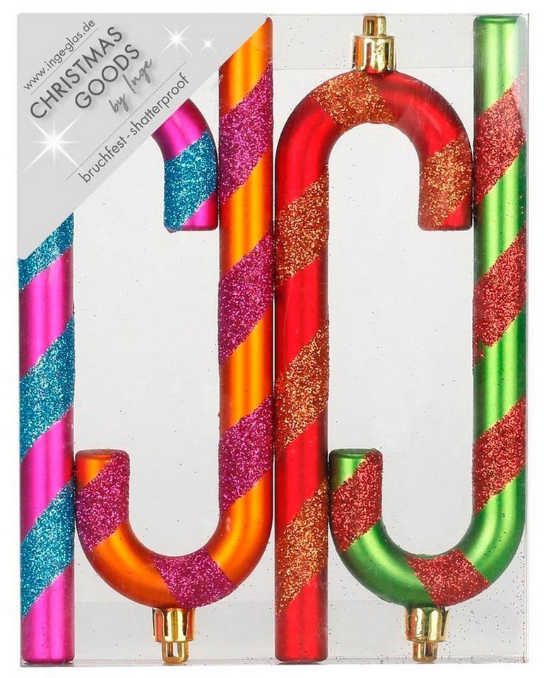 MAGIC by Inge Christbaumschmuck, Christbaumschmuck Zuckerstangen 14cm Kunststoff 4er Set - Mille Fiori von MAGIC by Inge