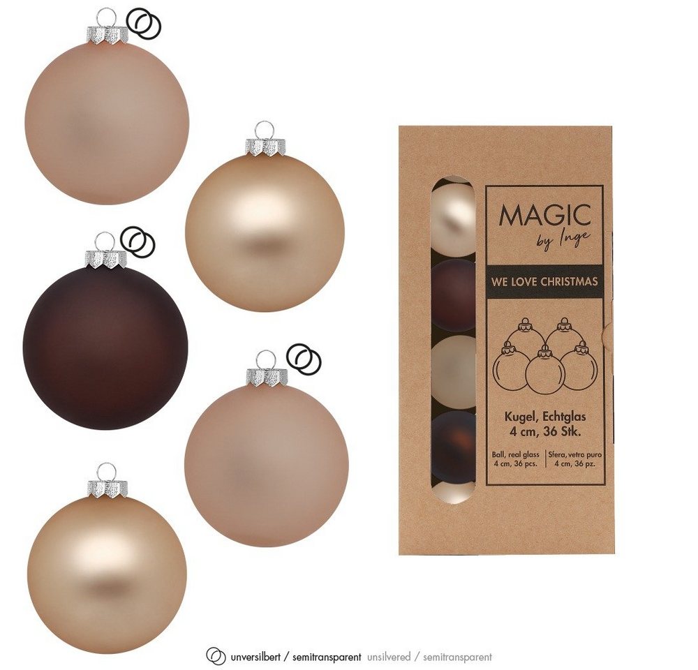 MAGIC by Inge Weihnachtsbaumkugel, Weihnachtskugeln Glas 4cm 36 Stück - Calm Grove von MAGIC by Inge