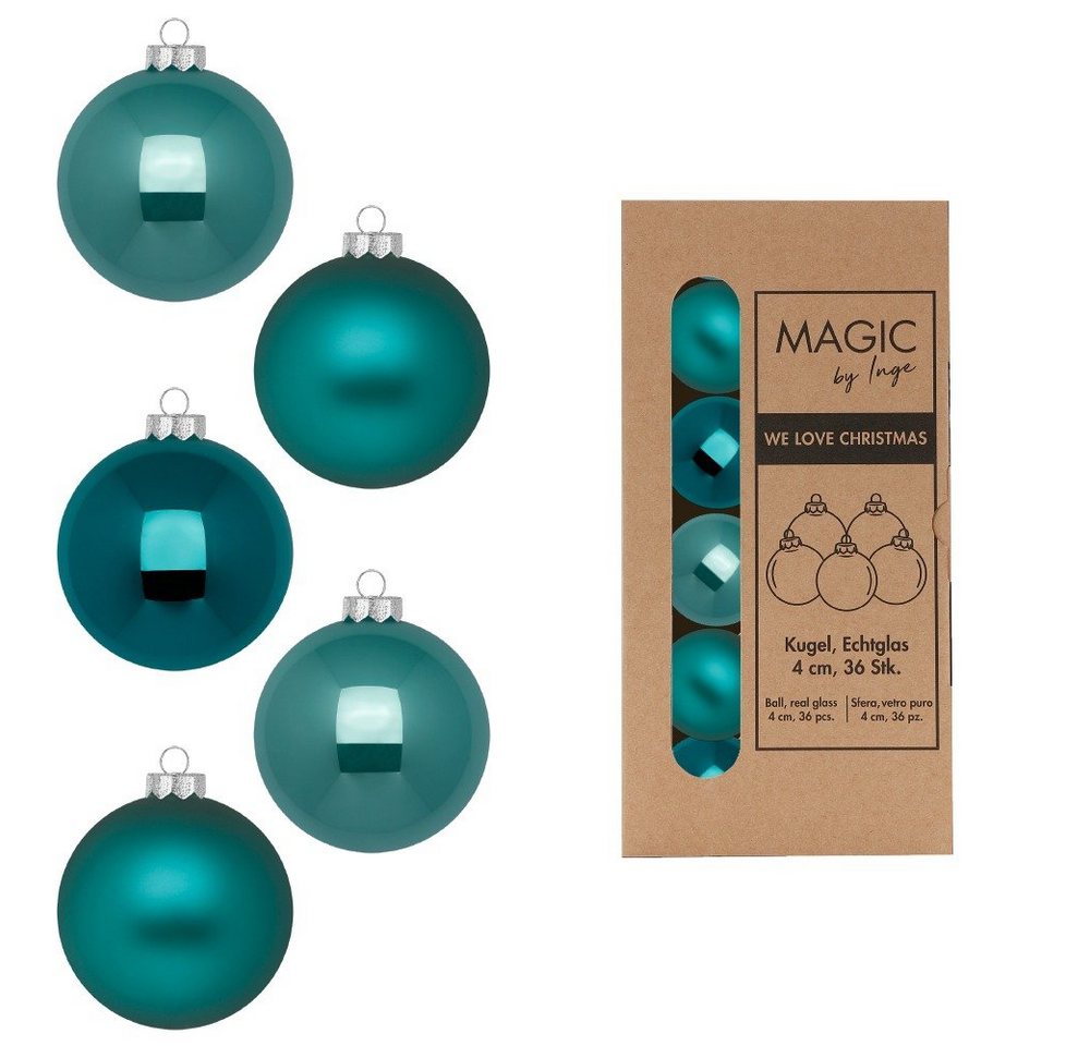 MAGIC by Inge Weihnachtsbaumkugel, Weihnachtskugeln Glas 4cm 36 Stück - Dark Emerald von MAGIC by Inge