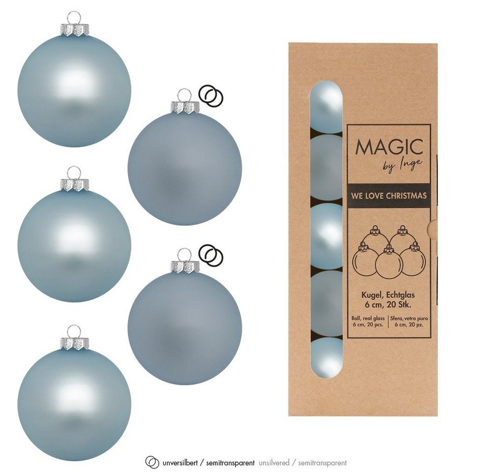 MAGIC by Inge Weihnachtsbaumkugel, Weihnachtskugeln Glas 6cm 20 Stück - Cordial Blue von MAGIC by Inge