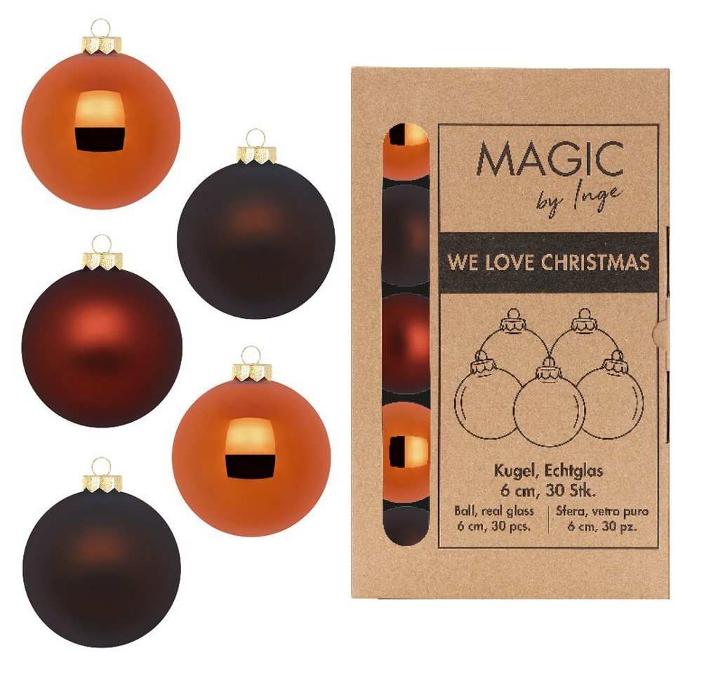 MAGIC by Inge Weihnachtsbaumkugel, Weihnachtskugeln Glas 6cm 30 Stück - Shiny Chestnut von MAGIC by Inge