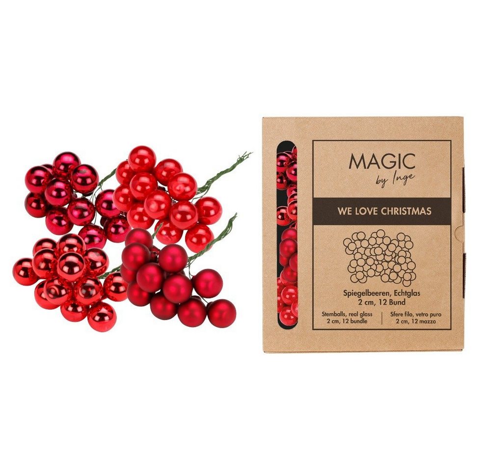 MAGIC by Inge Weihnachtsbaumkugel, Weihnachtskugeln am Draht 2cm Glas 144 Stück - Ruby Red von MAGIC by Inge