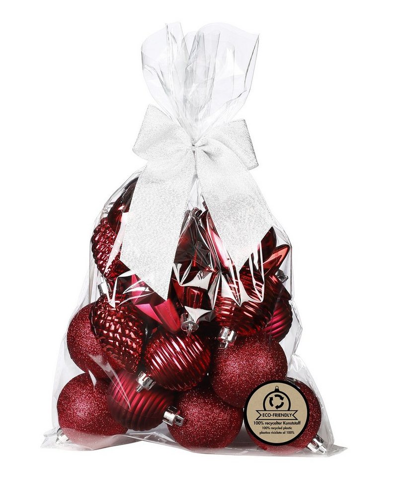 MAGIC by Inge Weihnachtsbaumkugel, Weihnachtskugeln und Formen Kunststoff 5-7cm 30er Set - Berry Kiss von MAGIC by Inge