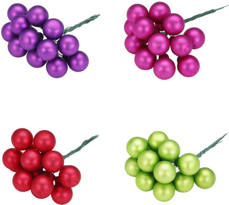 MAGIC by Inge Christbaumschmuck Spiegelbeeren Happy X-Mas, 4-fach sortiert (8-tlg), Weihnachtsdeko, Weihnachtsschmuck aus Echtglas von MAGIC by Inge