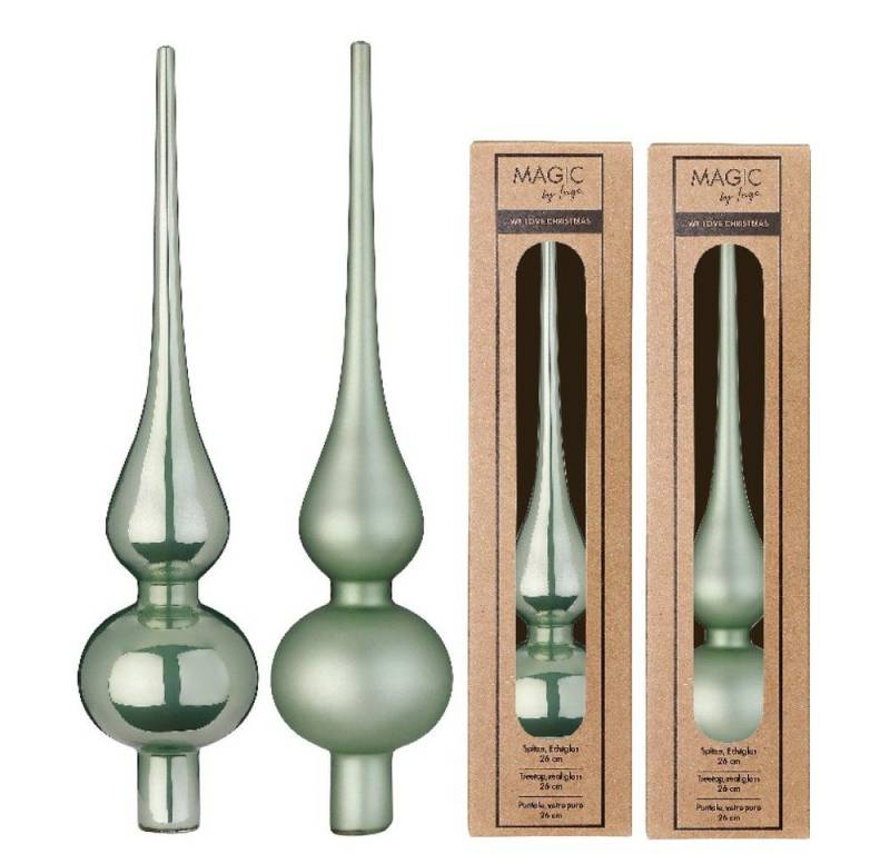 MAGIC by Inge Christbaumspitze, Christbaumspitze Glas 26cm 1 Stück matt / glänzend sort. - Mild Sage von MAGIC by Inge