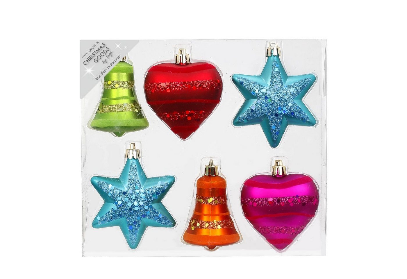 MAGIC by Inge Weihnachtsbaumkugel, Weihnachtskugeln Formen dekoriert Kunststoff 9cm 6er Set - Mille Fiori von MAGIC by Inge
