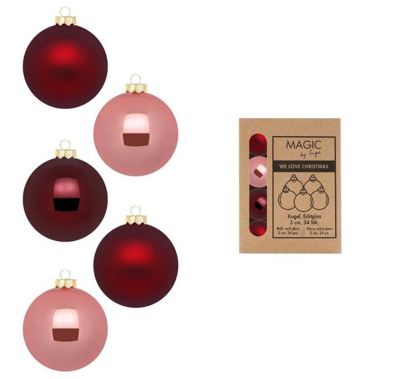 MAGIC by Inge Weihnachtsbaumkugel, Weihnachtskugeln Glas 3cm Vintage Rose 24 Stück von MAGIC by Inge