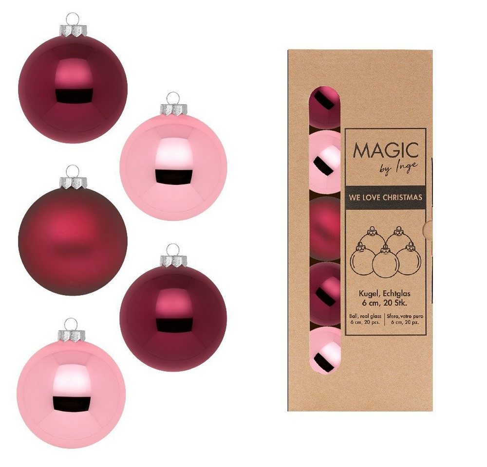 MAGIC by Inge Weihnachtsbaumkugel, Weihnachtskugeln Glas 6cm Berry Kiss 20 Stück von MAGIC by Inge