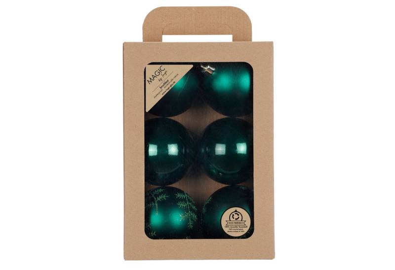 MAGIC by Inge Weihnachtsbaumkugel, Weihnachtskugeln Kunststoff 8cm mit Glitzer 12er Set - Noble Green von MAGIC by Inge