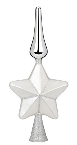 MAGIC Baumspitze Glas 29cm Stern mit Glitter/Tannenbaumspitze Christbaumspitze Weihnachtsbaumspitze Deko von Inge-glas