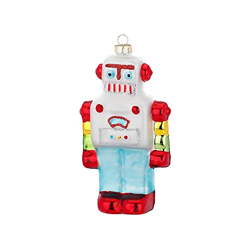 Christbaumschmuck Glas Roboter 10.5cm Zukunft Weihnachtskugeln Mille Fiori weiß bunt von MAGIC