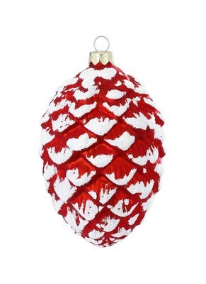 Christbaumschmuck Glas Zapfen 12.5cm Tannenzapfen groß Wald Weihnachtskugeln rot weiß Weihnachtskugeln Figuren Zapfen 12,5 cm Auswahl: Merry Red - rot von MAGIC