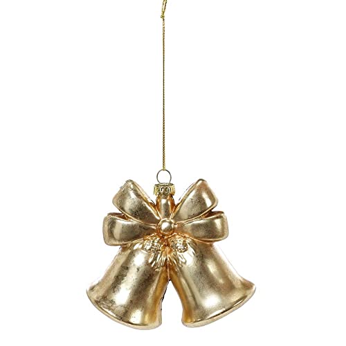 Christbaumschmuck Kunststoff Weihnachtskugel Figur Weihnachtsbaumanhänger bruchfest (Glocken 10cm Gold) von Magic