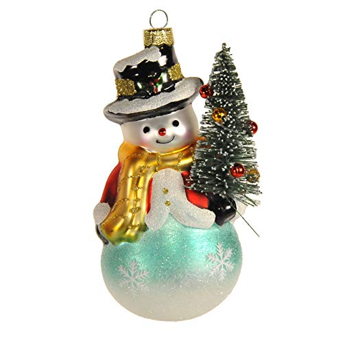 Christbaumschmuck Weihnachtsschmuck Weihnachtskugeln Baumkugeln Baumschmuck Christbaumkugeln Deko Weihnachten Motive/Farbe: Schneemann mit Baum 13cm von Magic