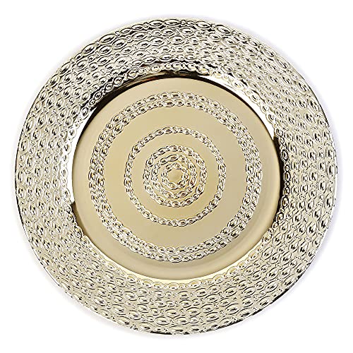 MAGIC Dekoteller Kunststoff 33 cm x 1 Stück Platzteller mit Kettenmuster Prägung Unterteller gold von MAGIC