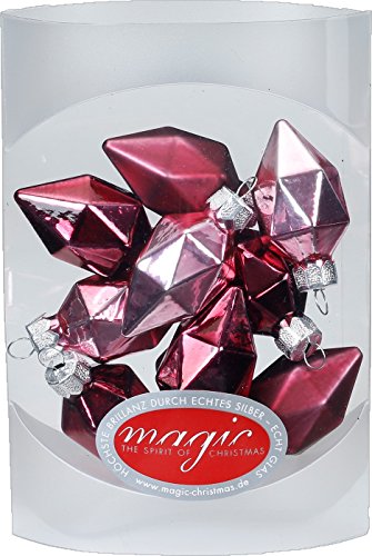 MAGIC 10 Diamanten 4,5cm Glas Weihnachtsschmuck Weihnachtsdeko Christbaumkugeln Christbaumschmuck 45mm Farbe: Berry Kiss (Beere Glanz/matt) von MAGIC