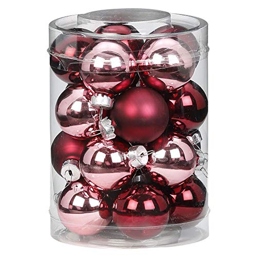 MAGIC 20 Christbaumkugeln Glas 3 cm Christbaumschmuck Weihnachtskugeln Baumkugeln Baumschmuck Weihnachtsdeko Farbe: Berry Kiss (Beere) von MAGIC