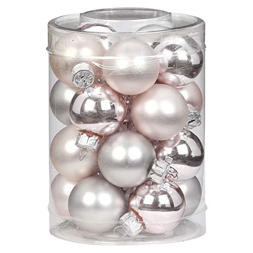 MAGIC 20 Christbaumkugeln Glas 3 cm Christbaumschmuck Weihnachtskugeln Baumkugeln Baumschmuck Weihnachtsdeko Farbe: Soft Simplicity (zartrosa grau) von MAGIC