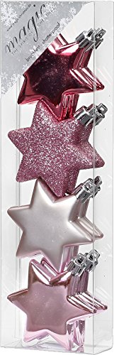 MAGIC 8 Kunststoff Sterne 6cm bruchfest Weihnachtsschmuck Christbaumschmuck Set Rosa-Mix (rosa - Hellrosa) von Magic: The Gathering