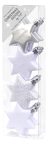MAGIC 8 Kunststoff Sterne 6cm bruchfest Weihnachtsschmuck Christbaumschmuck Set weiß von Magic