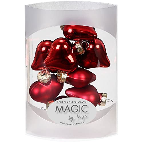 MAGIC 8 STK. Herzen 4cm Glas Weihnachtsschmuck Weihnachtskugeln Weihnachtsdeko Christbaumkugeln Christbaumschmuck (Chianti) von MAGIC