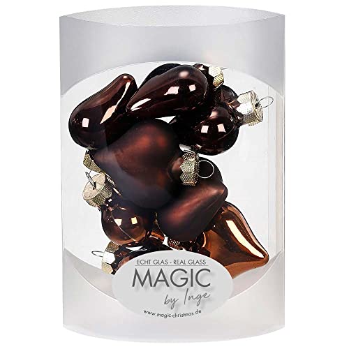 MAGIC 8 STK. Herzen 4cm Glas Weihnachtsschmuck Weihnachtskugeln Weihnachtsdeko Christbaumkugeln Christbaumschmuck (Cognac Diamond | braun) von MAGIC