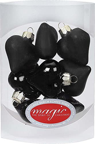 MAGIC 8 STK. Herzen 4cm Glas Weihnachtsschmuck Weihnachtskugeln Weihnachtsdeko Christbaumkugeln Christbaumschmuck (Ebony Black // schwarz) von MAGIC