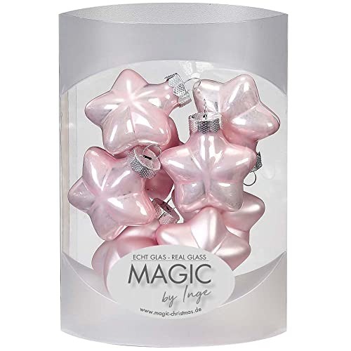 MAGIC 8 Sterne 4cm Glas Weihnachtsschmuck Weihnachtsdeko Christbaumkugeln Weihnachtskugeln Christbaumschmuck Deko Kugeln (Lovely Magnolia | rosa matt Glanz) von Magic The Gathering