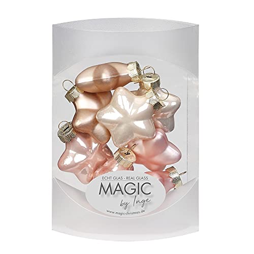 MAGIC 8 Sterne 4cm Glas Weihnachtsschmuck Weihnachtsdeko Christbaumkugeln Weihnachtskugeln Christbaumschmuck Deko Kugeln (Pearly Rose (beige rosa)) von Magic The Gathering