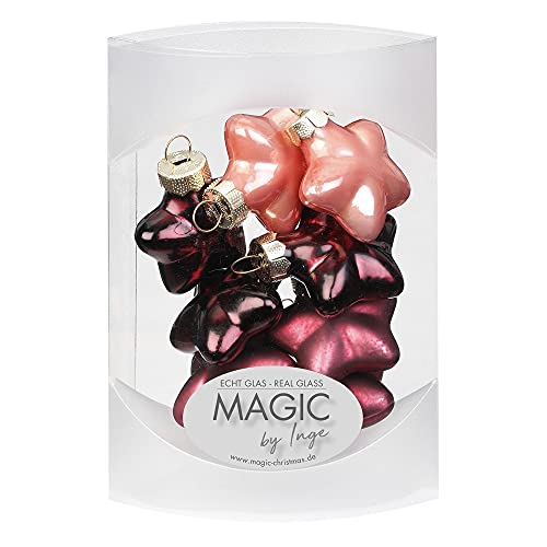 MAGIC 8 Sterne 4cm Glas Weihnachtsschmuck Weihnachtsdeko Christbaumkugeln Weihnachtskugeln Christbaumschmuck Deko Kugeln (Vintage Rose (Bordeaux weinrot rosa)) von Magic The Gathering