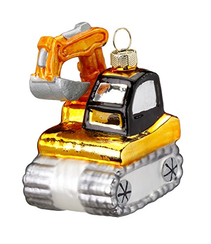 MAGIC Christbaumschmuck Figuren Weihnachtskugeln Weihnachtsschmuck Christbaumkugeln Deko Glas Bagger gelb 7.5cm von MAGIC