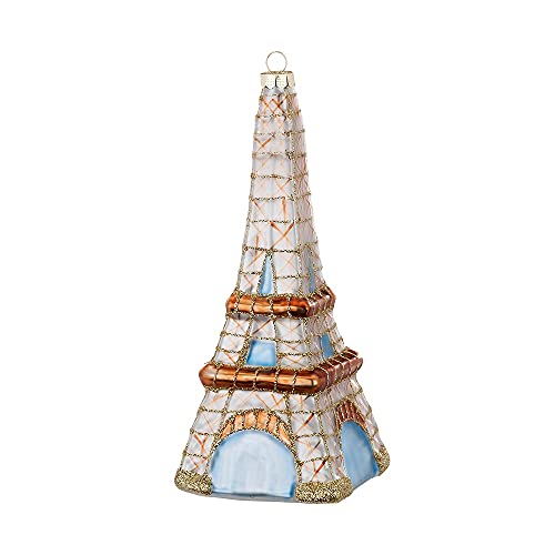 MAGIC Christbaumschmuck Weihnachtskugeln Figuren Glas mundgeblasen Weihnachtskugeln Weihnachtsschmuck Baumkugeln Baumschmuck, Eiffelturm, Glas, 14.5 cm, Figürlicher Glasschmuck von MAGIC