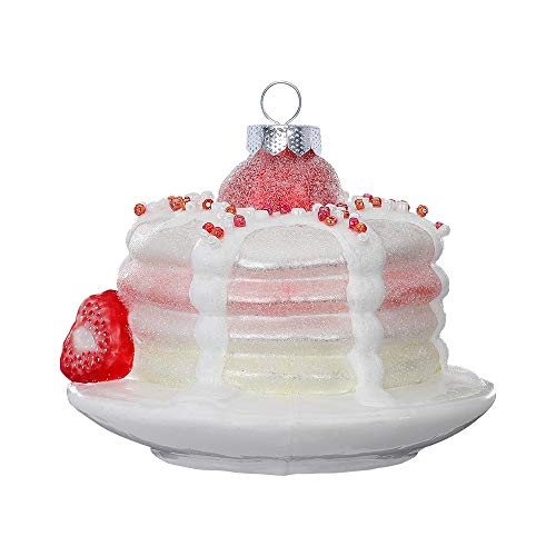 MAGIC Christbaumschmuck Weihnachtskugeln Figuren Glas mundgeblasen Weihnachtskugeln Weihnachtsschmuck Baumkugeln Baumschmuck, Erdbeerkuchen, Glas, 10 cm, Figürlicher Glasschmuck von MAGIC