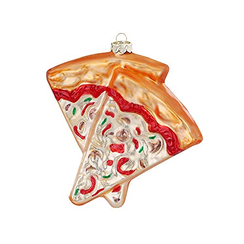 MAGIC Christbaumschmuck Weihnachtskugeln Figuren Glas mundgeblasen Weihnachtskugeln Weihnachtsschmuck Baumkugeln Baumschmuck, Pizza, Glas, 11 cm, Figürlicher Glasschmuck von MAGIC