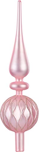 Inge-Glas Christbaumspitze Dekoriert 31cm Glas Tannenbaumspitze Weihnachtsbaumspitze Pink Blush - rosa von Inge-glas