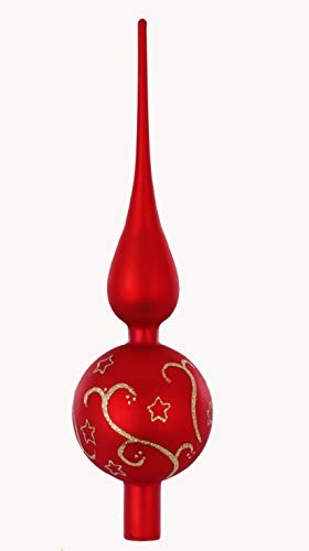 Inge-Glas Christbaumspitze Ornament Glas 32cm Ornament Baumspitze Baumschmuck Weihnachtsbaumspitze Baumspitze Geschenk Germany Spitze Farbe: rot matt von Inge-glas