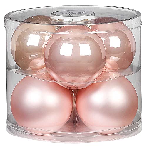 MAGIC Weihnachtskugeln Glas 10cm 6 STK. Christbaumkugeln Christbaumschmuck (Pearly Rose ( Rosa / Beige )) von MAGIC