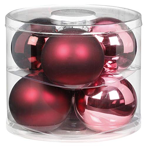 MAGIC Weihnachtskugeln Glas 10cm 6 STK. Christbaumkugeln Christbaumschmuck Farbe: Berry Kiss (Beere Glanz/matt) von MAGIC