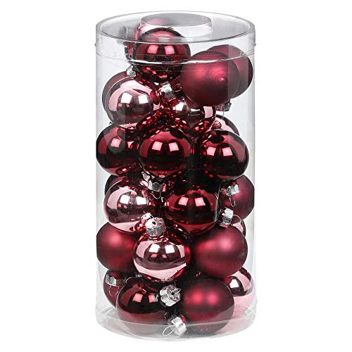 MAGIC Weihnachtskugeln Glas 4cm, 30 Stück Christbaumkugeln Deko Weihnachten Farbe: Berry Kiss (Beere) von MAGIC