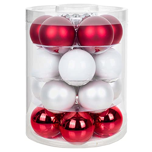 MAGIC Weihnachtskugeln Glas 6cm 20 STK. Christbaumkugeln (Frozen Strawberry | rot weiß) von MAGIC by Inge