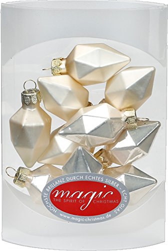 Magic 10 Diamanten 4,5cm Glas Weihnachtsschmuck Weihnachtsdeko Christbaumkugeln, Farbe: Perle - Champagner Glanz/Matt von MAGIC