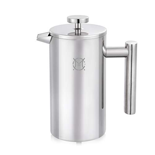 Magicafé French Press Kaffeemaschine - 2 Tassen Kleine Edelstahl Kaffeemaschine Doppelwandige French Press 750ml von MAGICAFÉ