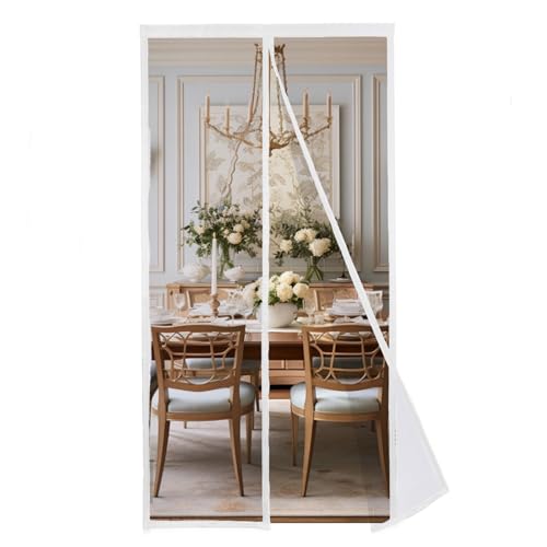MAGICDOOR Fliegengitter Tür Magnet 75x220cm, Polyesterfaser Reine Farbe Insektenschutz Balkontür Mit Starkem Magneten Fliegenvorhang Terrassentür Ohne Bohren für Schlafzimmer Wohnzimmer-Weiß von MAGICDOOR